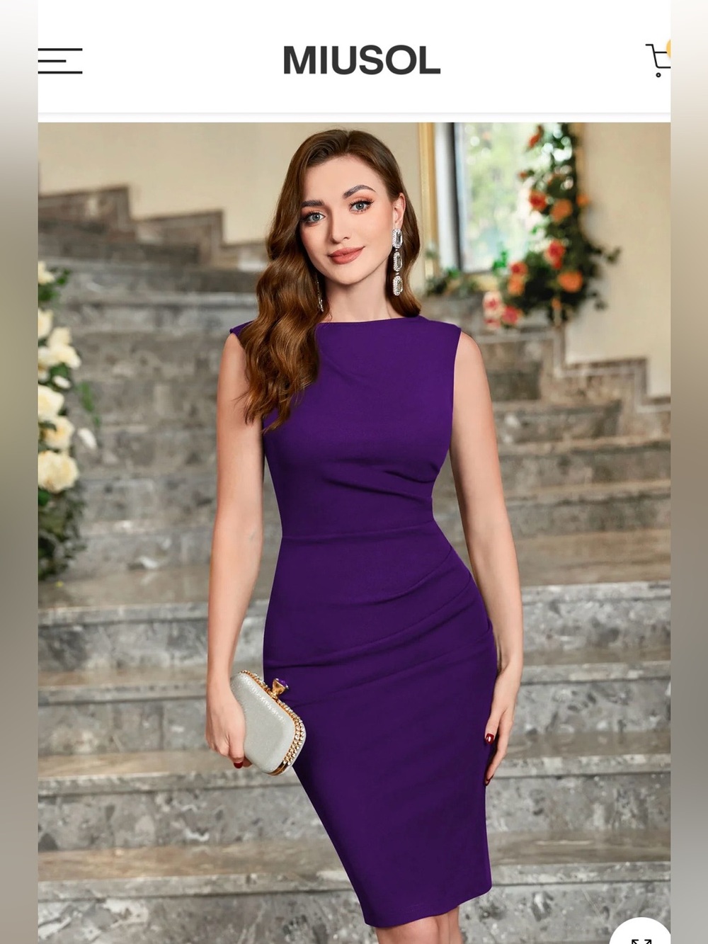 Miusol Elegant Purple Sleeveless Midi Sheath Dress